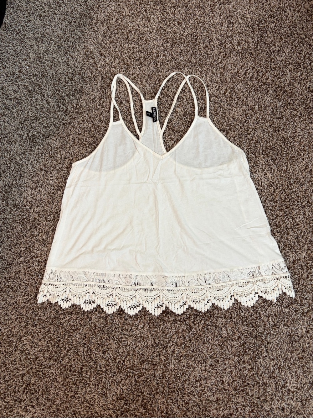 Women’s Lace-Hem Racerback Cami Tank Top - White